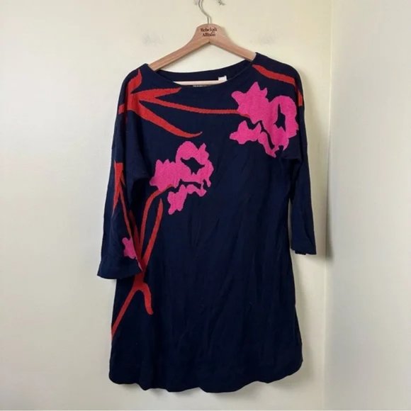 ANTHRO Field Flower Silk Blend Megara Floral Tunic Sweater SZ Medium - Picture 6 of 8